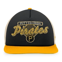Men's Fanatics Black/Gold Pittsburgh Pirates Cooperstown Collection Talley Foam Trucker Snapback Hat