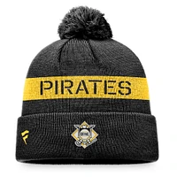 Men's Fanatics Black/Gold Pittsburgh Pirates League Logo Cuffed Knit Hat with Pom