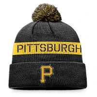 Men's Fanatics Black/Gold Pittsburgh Pirates League Logo Cuffed Knit Hat with Pom