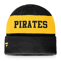 Men's Fanatics Black/Gold Pittsburgh Pirates Wordmark Cuffed Knit Hat