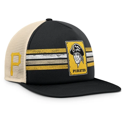 Casquette snapback Powers Fanatics noire/naturelle pour homme, collection Cooperstown des Pirates de Pittsburgh