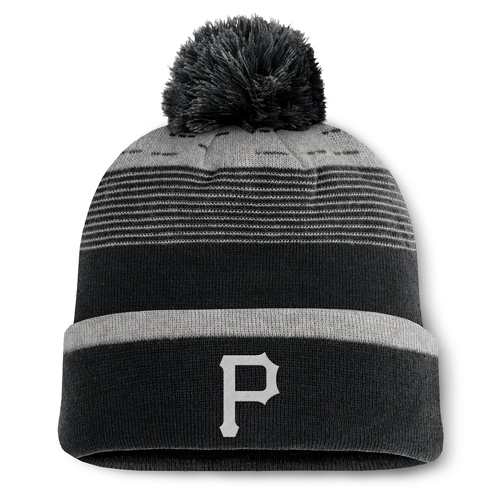 Bonnet en tricot à revers avec pompon et dégradé fondamental des Pirates de Pittsburgh Fanatics pour hommes