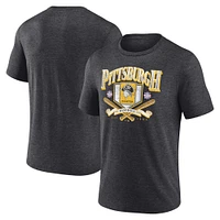 Men's Fanatics Heather Charcoal Pittsburgh Pirates Home Team Tri-Blend T-Shirt
