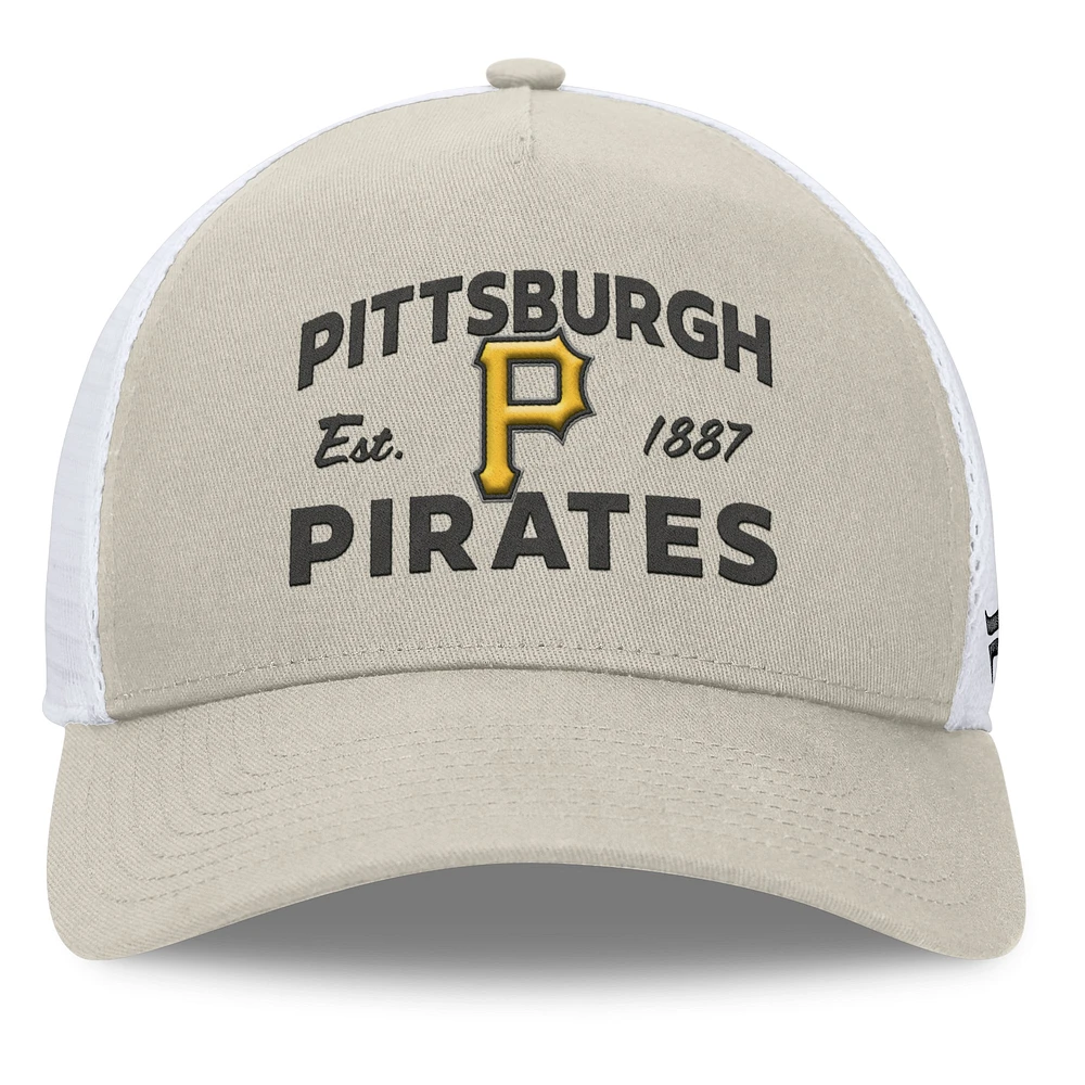 Men's Fanatics Stone Pittsburgh Pirates A-Frame Trucker Adjustable Hat