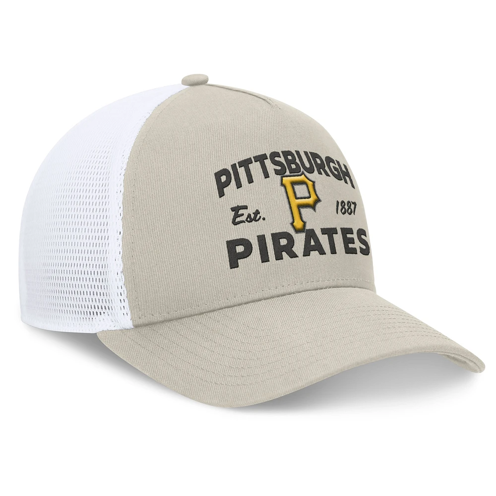 Men's Fanatics Stone Pittsburgh Pirates A-Frame Trucker Adjustable Hat