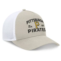 Men's Fanatics Stone Pittsburgh Pirates A-Frame Trucker Adjustable Hat