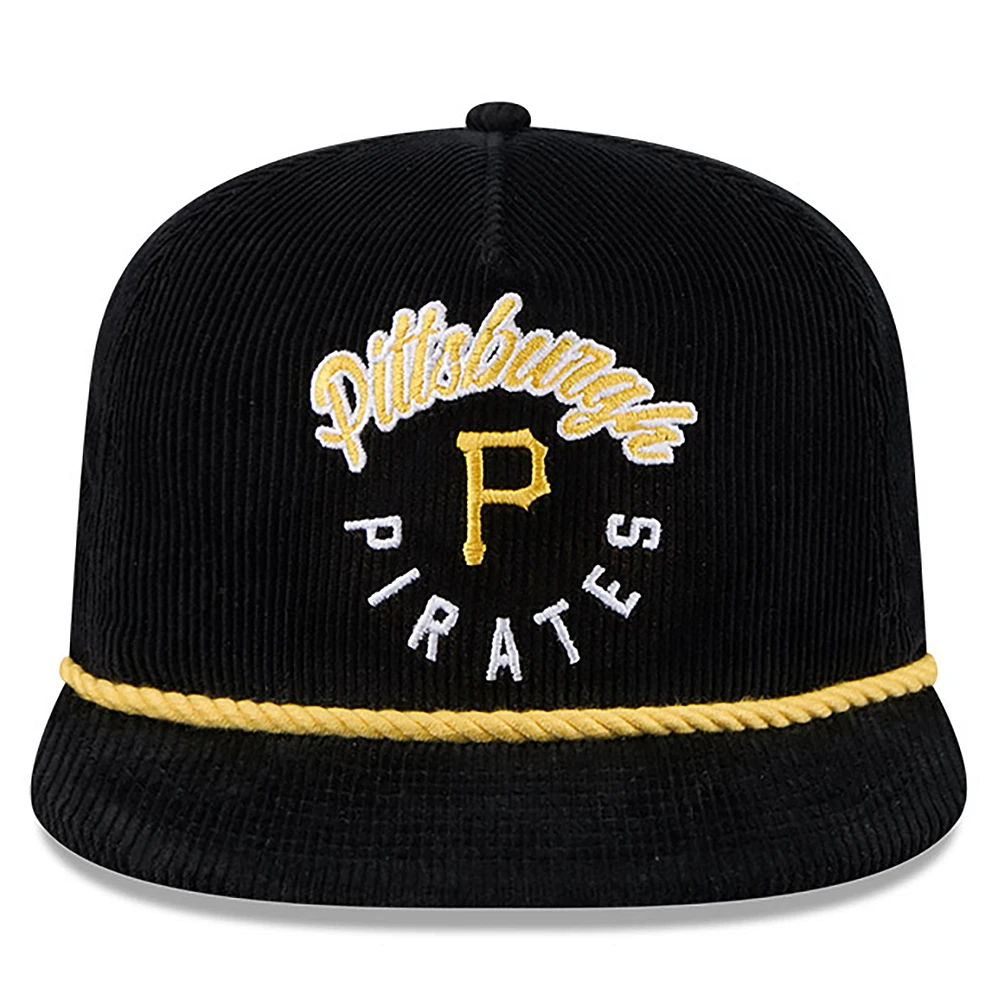Men's New Era  Black Pittsburgh Pirates Full Circle Corduroy Golfer Adjustable Hat