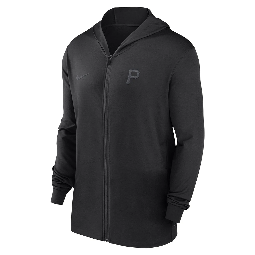 Men's Nike Black Pittsburgh Pirates Authentic Collection Travel Performance Lightweight Full-Zip Hoodie