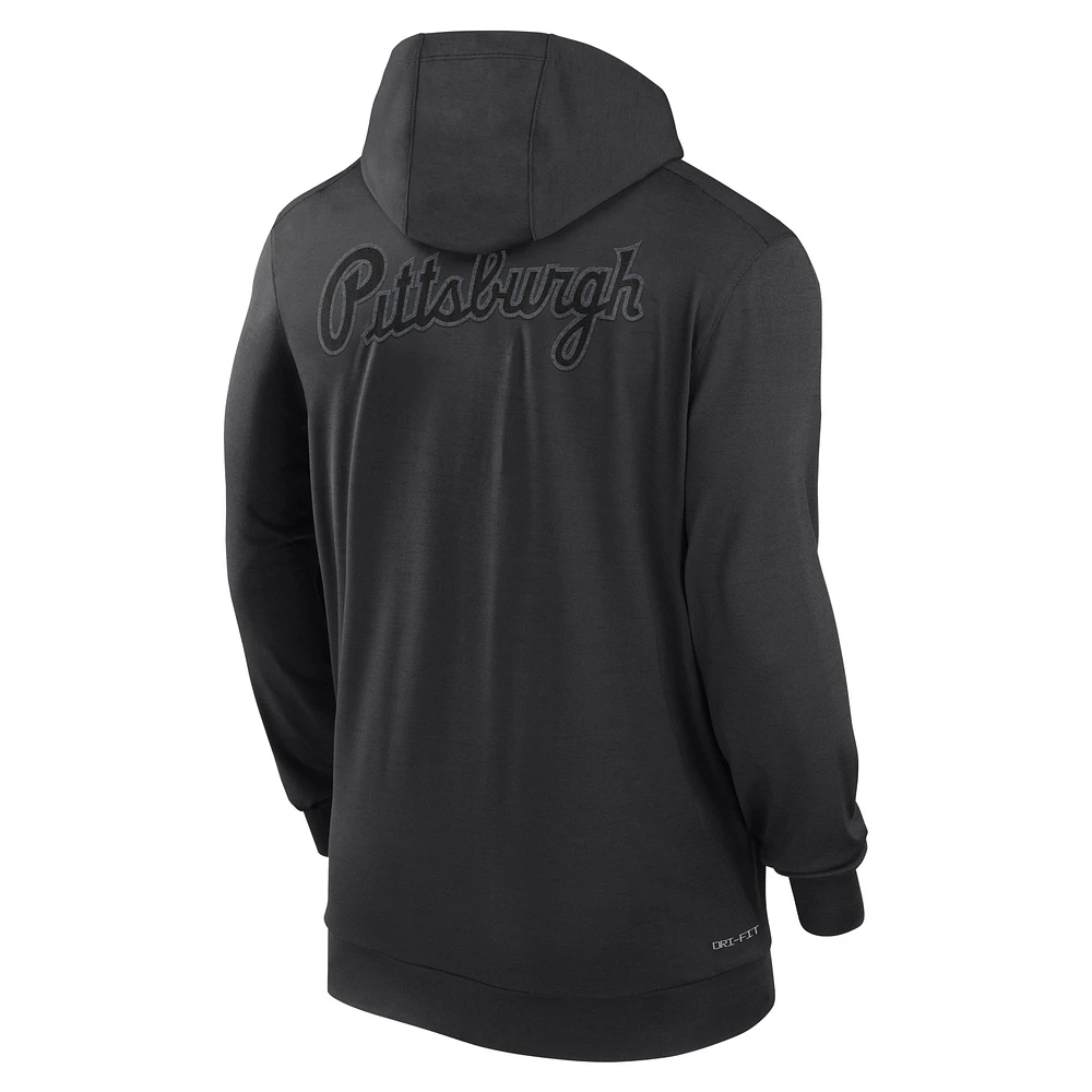 Men's Nike Black Pittsburgh Pirates Authentic Collection Travel Performance Lightweight Full-Zip Hoodie