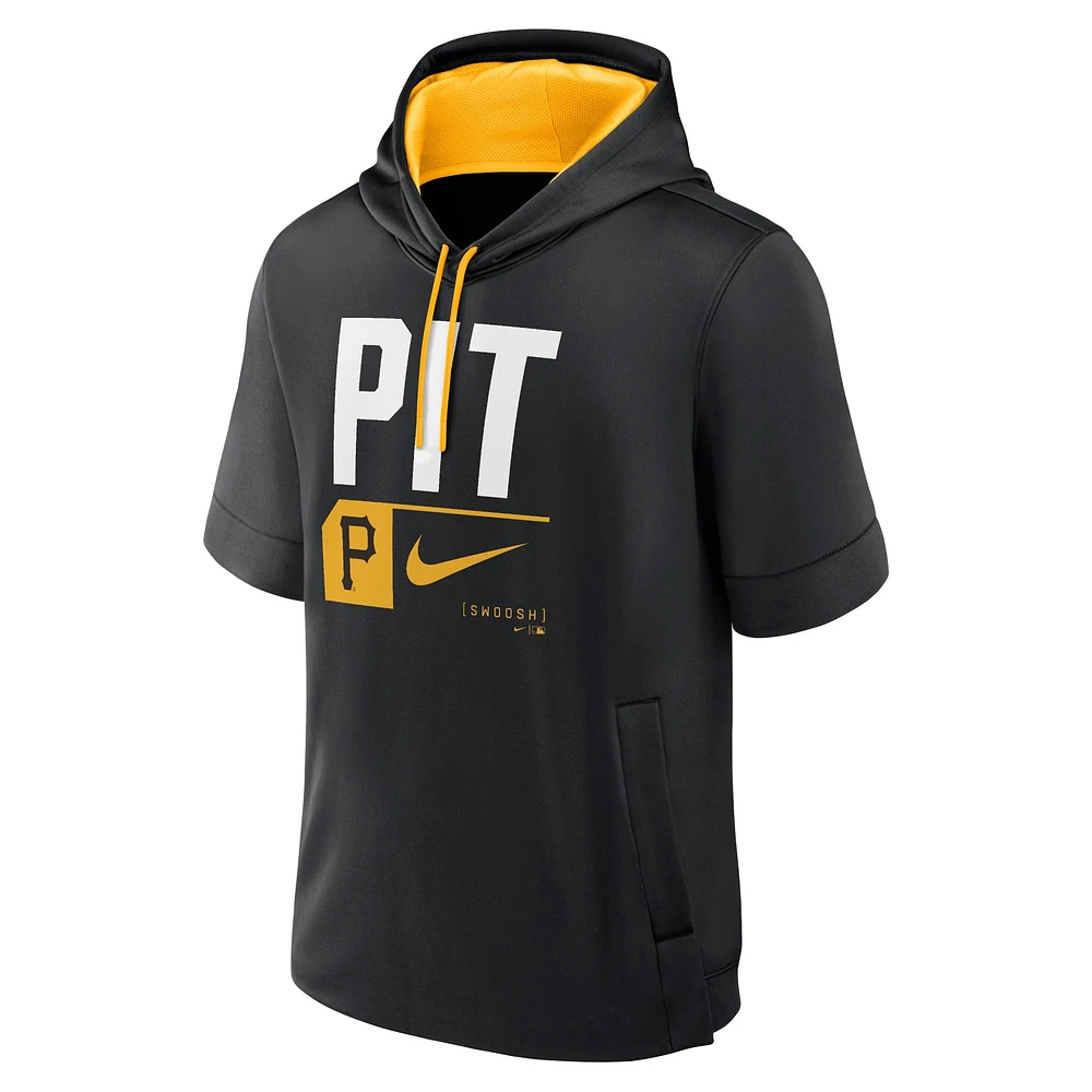 Men's Nike Black Pittsburgh Pirates Tri Code Lockup Short Sleeve Pullover Hoodie