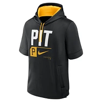 Men's Nike Black Pittsburgh Pirates Tri Code Lockup Short Sleeve Pullover Hoodie