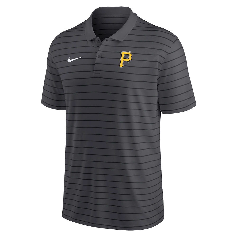 Polo de performance à rayures Victory Nike Heather Charcoal Pittsburgh Pirates Authentic Collection pour homme