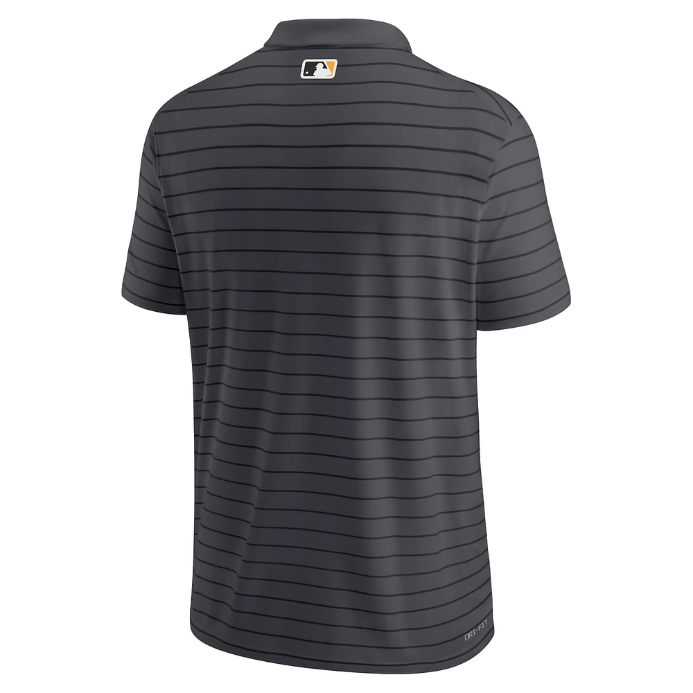 Polo de performance à rayures Victory Nike Heather Charcoal Pittsburgh Pirates Authentic Collection pour homme