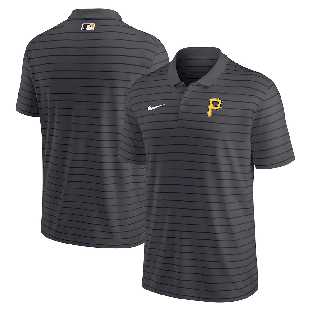 Polo de performance à rayures Victory Nike Heather Charcoal Pittsburgh Pirates Authentic Collection pour homme