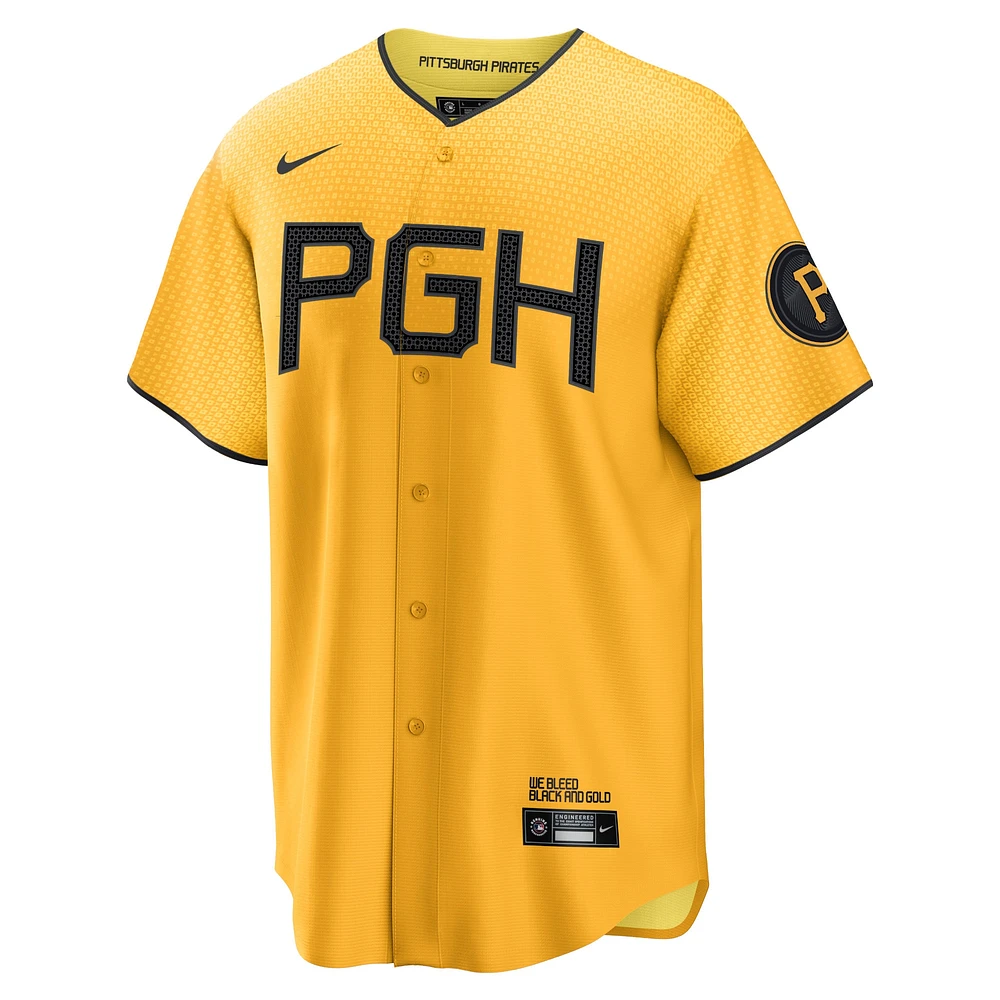 Maillot de joueur réplique Nike Ke'Bryan Hayes doré Pittsburgh Pirates City Connect pour homme