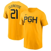 Men's Nike Roberto Clemente Gold Pittsburgh Pirates City Connect Fuse Name & Number T-Shirt