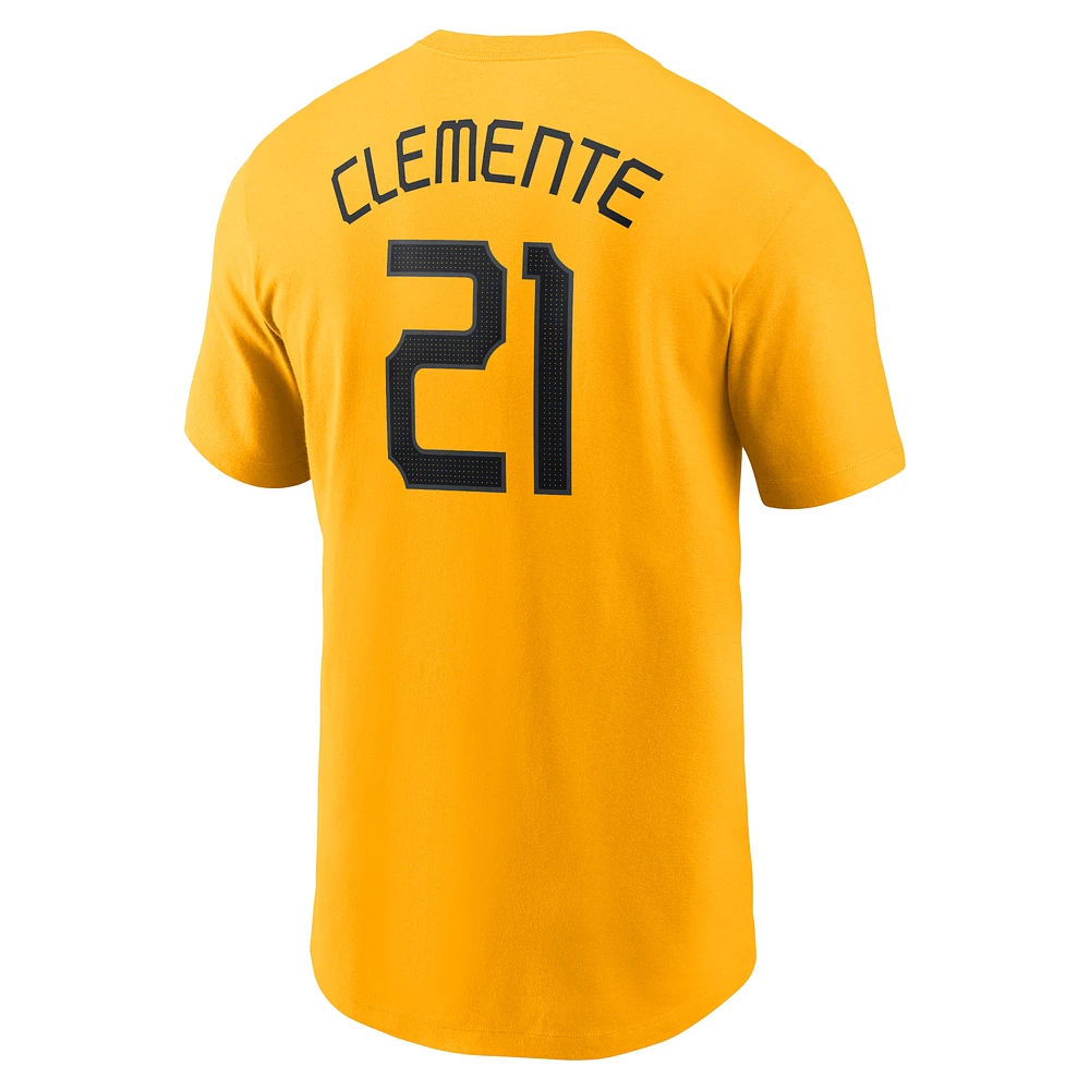 Men's Nike Roberto Clemente Gold Pittsburgh Pirates City Connect Fuse Name & Number T-Shirt