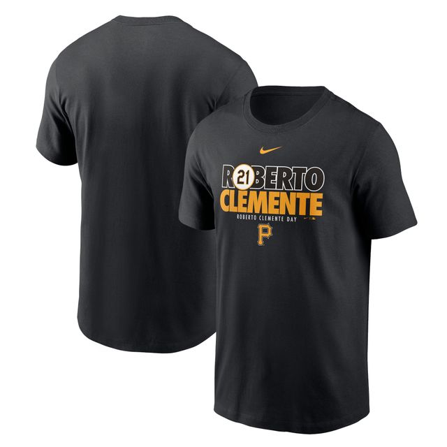 T-shirt avec nom et numéro commémoratifs Pittsburgh Pirates Nike Roberto Clemente pour homme – Noir