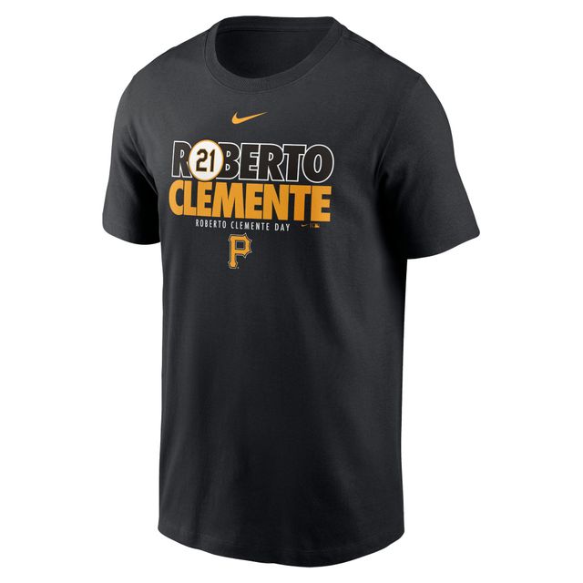 T-shirt avec nom et numéro commémoratifs Pittsburgh Pirates Nike Roberto Clemente pour homme – Noir