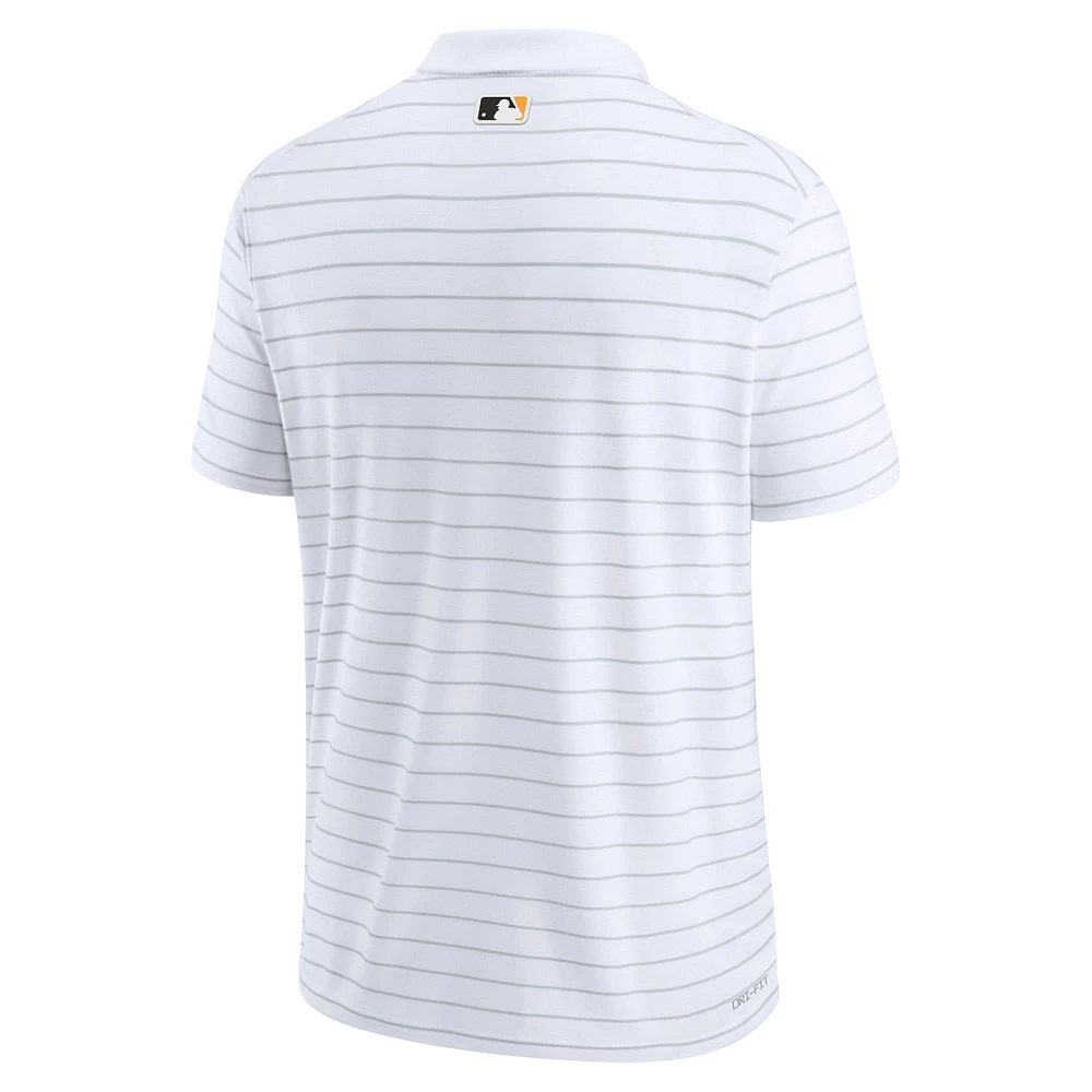 Men's Nike White Pittsburgh Pirates Authentic Collection Victory Striped Performance Polo