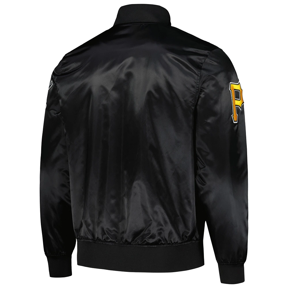 Men's Pro Standard Black Pittsburgh Pirates Wordmark Satin Full-Snap Jacket