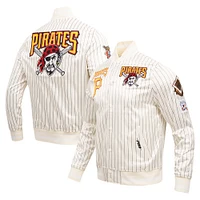 Men's Pro Standard Cream Pittsburgh Pirates Cooperstown Collection Pinstripe Retro Classic Satin Full-Snap Jacket
