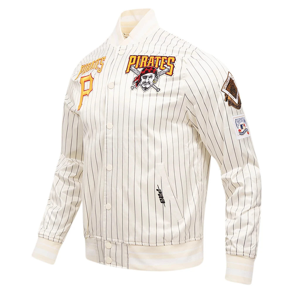 Men's Pro Standard Cream Pittsburgh Pirates Cooperstown Collection Pinstripe Retro Classic Satin Full-Snap Jacket