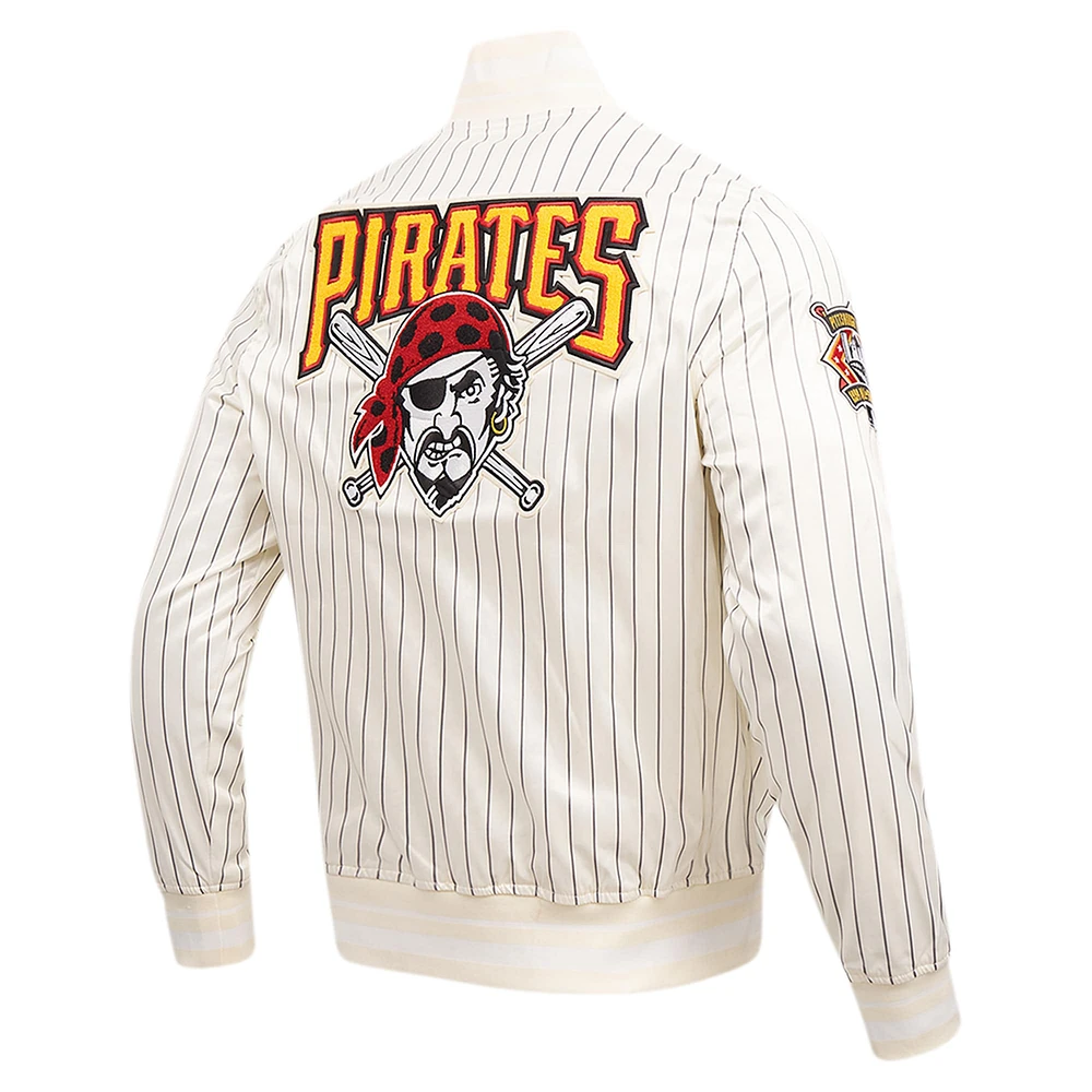 Men's Pro Standard Cream Pittsburgh Pirates Cooperstown Collection Pinstripe Retro Classic Satin Full-Snap Jacket