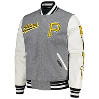Men's Pro Standard Heather Gray Pittsburgh Pirates Script Tail Wool Full-Zip Varity Jacket