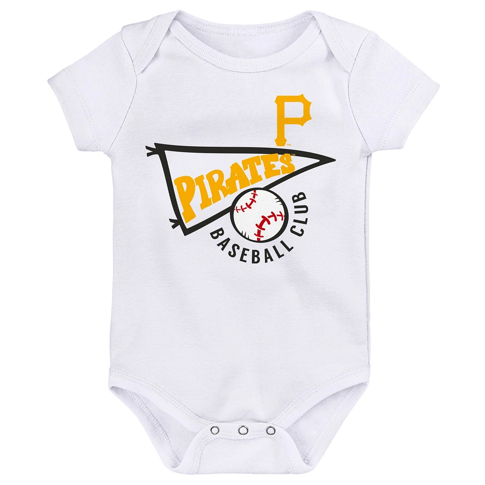Newborn & Infant Gold/White/Heather Gray Pittsburgh Pirates Biggest Little Fan 3-Pack Bodysuit Set