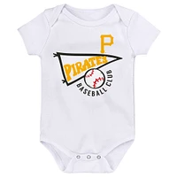 Newborn & Infant Gold/White/Heather Gray Pittsburgh Pirates Biggest Little Fan 3-Pack Bodysuit Set