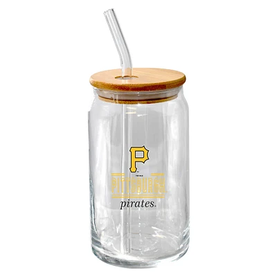 The Memory Company Pittsburgh Pirates 16oz. Classic Crew Beer Glass with Bamboo Lid