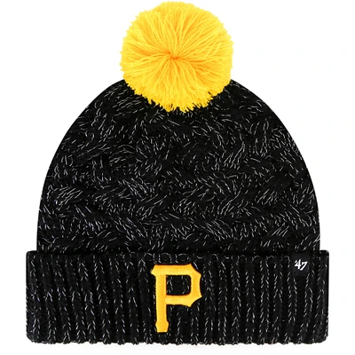 Bonnet à revers en tricot noir Pittsburgh Pirates '47 pour femme avec pompon