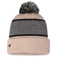 Bonnet en tricot à revers Fanatics pour femmes, naturel/noir, Pittsburgh Pirates avec pompon