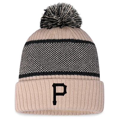 Women's Fanatics Natural/Black Pittsburgh Pirates Cuffed Knit Hat with Pom