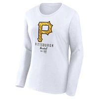 T-shirt léger ajusté à manches longues blanc Pittsburgh Pirates pour femmes