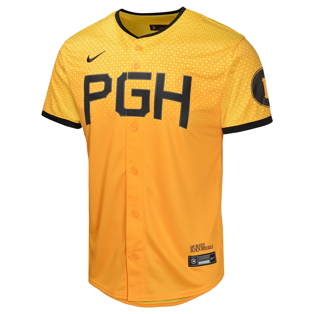 Youth Nike Ke'Bryan Hayes Gold Pittsburgh Pirates City Connect Limited Player Jersey