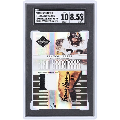 Carte autographiée Donruss Leaf 2008 des Pittsburgh Steelers, marque déposée, matériaux, autographe, 2 couleurs, souvenir 2016, n° T-13, n° 4/4, SGC, authentifiée, 8,5/10