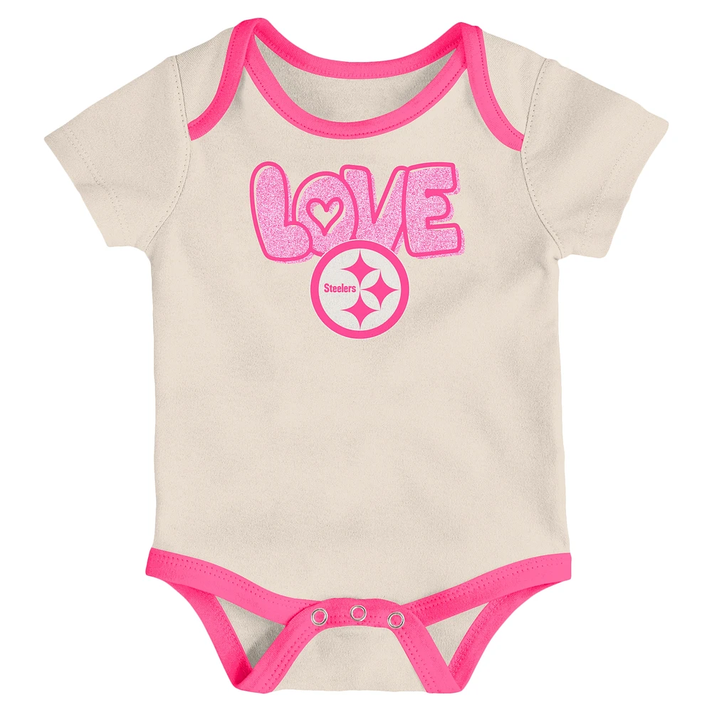 Girls Newborn & Infant White Pittsburgh Steelers All The Love 2 Piece Bodysuit and Pants Set