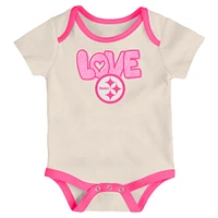 Girls Newborn & Infant White Pittsburgh Steelers All The Love 2 Piece Bodysuit and Pants Set