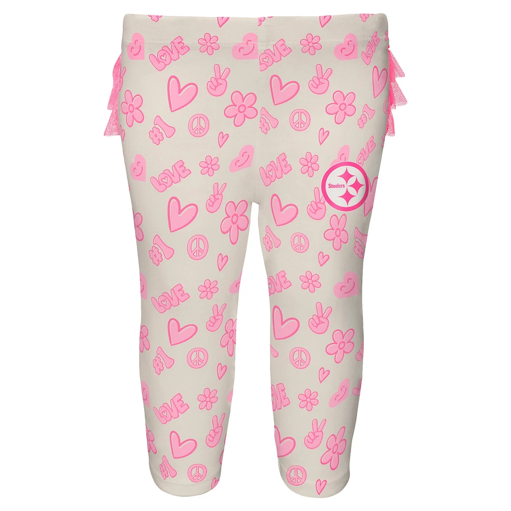 Girls Newborn & Infant White Pittsburgh Steelers All The Love 2 Piece Bodysuit and Pants Set