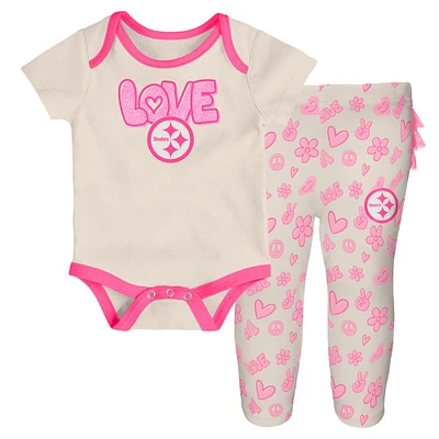 Ensemble 2 pièces body et pantalon pour nouveau-né bébé blanc Pittsburgh Steelers All The Love