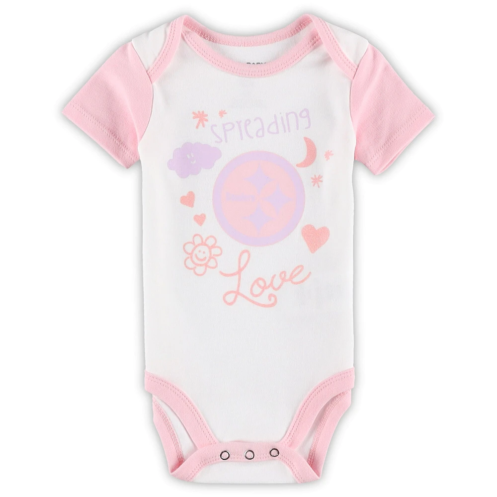 Girls Newborn & Infant White Pittsburgh Steelers Spreading Love Bodysuit and Tutu Leggings Set