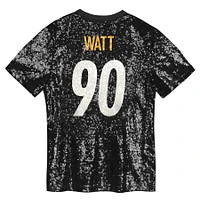 Girls Youth T.J. Watt Black Pittsburgh Steelers Sequin V-Neck Fashion Jersey