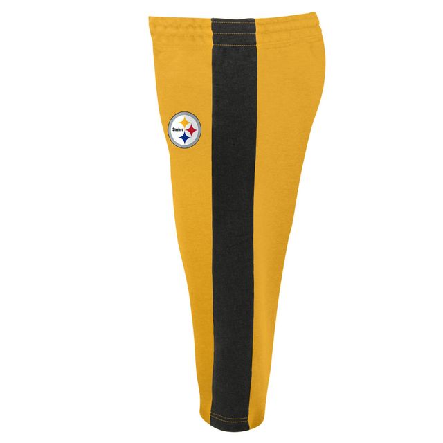 Little Kicker des Steelers de Pittsburgh pour bébé noir/or - Ensemble body et pantalon à manches longues