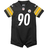 Nike T.J. pour bébé Watt Black Pittsburgh Steelers Game Barboteuse en jersey