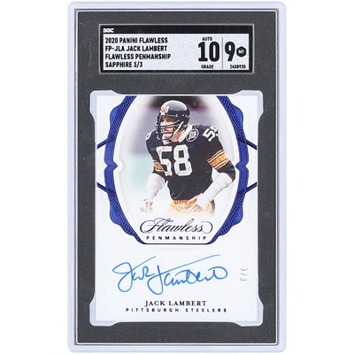 Jack Lambert Pittsburgh Steelers Autographed 2020 Panini Flawless Sapphire #FP-JLA #3/3 SGC Authenticated 9/10 Card