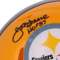Joe Greene Pittsburgh Steelers Autographed Fanatics Authentic Riddell Gold Throwback Speed Mini Helmet with "HOF 87" Inscription