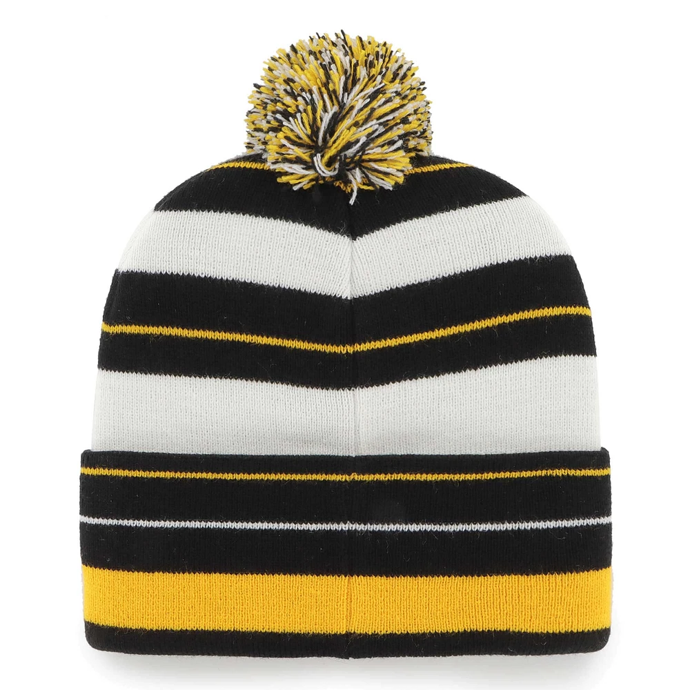 Men's '47 Black Pittsburgh Steelers Powerline Cuffed Knit Hat with Pom