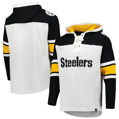 Chandail à capuchon lacets gris chiné pour hommes '47 Pittsburgh Steelers Gridiron